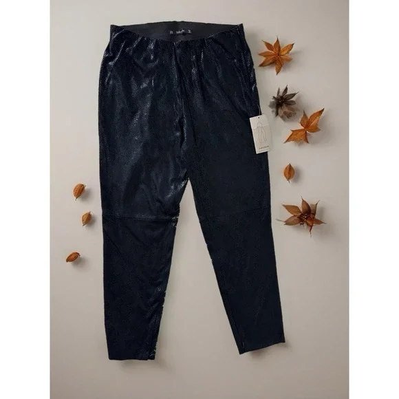 Zara Basic Women's Size XL Black Snake Print Zip Up Hem Legging Pant - Picture 1 of 13